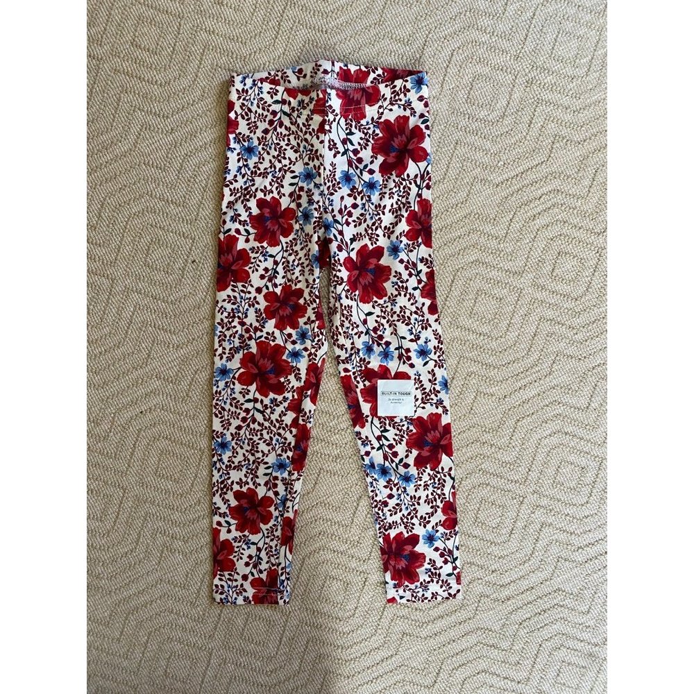 New Old Navy Red Floral Girls Leggings Size 5